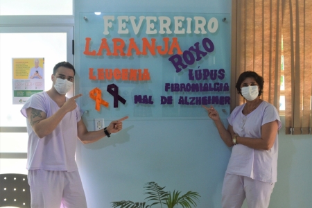 Caibaté: Equipe de saúde conscientiza sobre fevereiro roxo e laranja